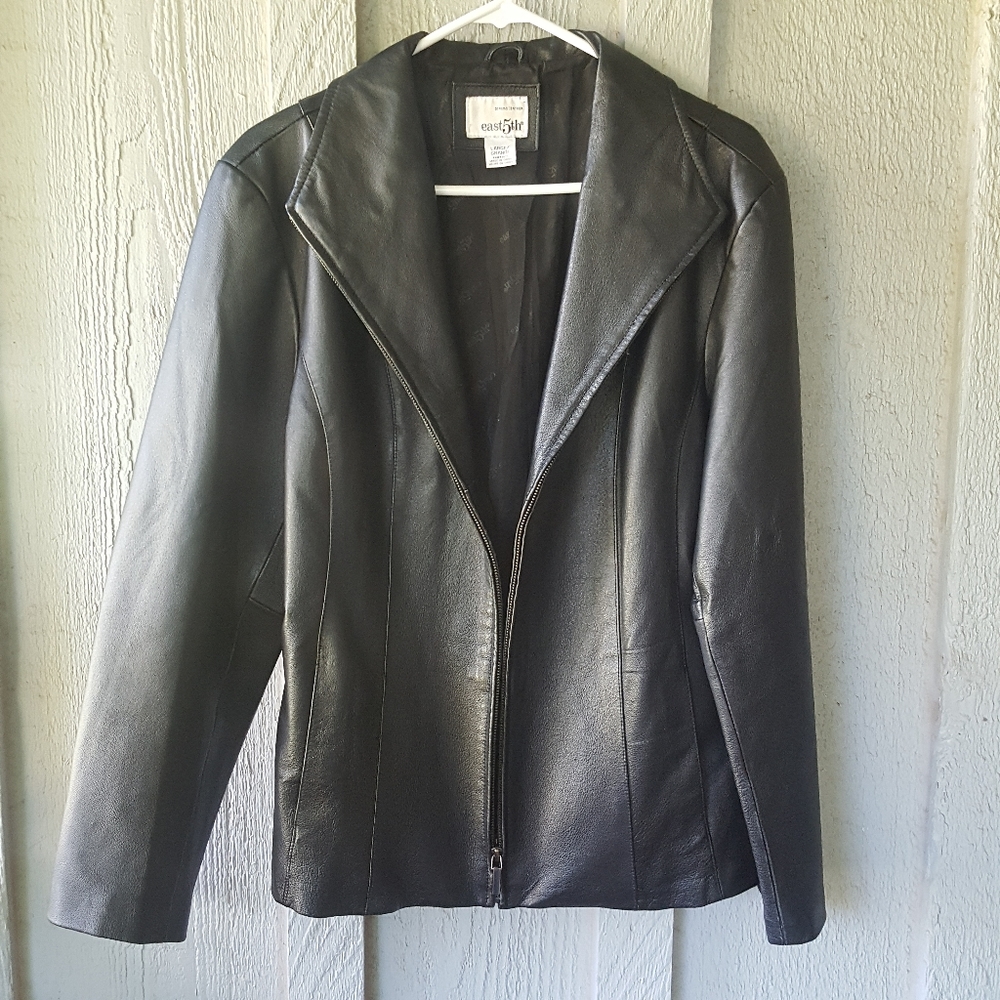 East 5th black leather jacket